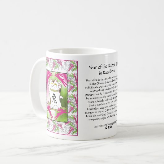 Jaar van het konijnenneko in Raspberry Koffiemok (Voorkant links)
