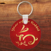 Jaar van het konijnennieuwe jaar Versie II Sleutelhanger (Voorkant)