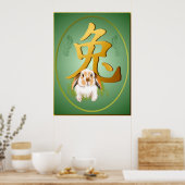 Jaar van het konijnenovaal Poster (Keuken)