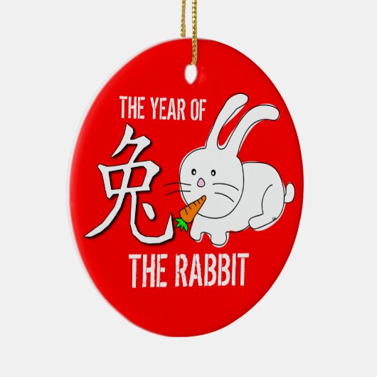 Jaar van het konijnensierrood keramisch ornament (Rechts)