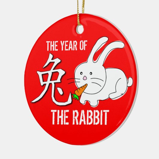 Jaar van het konijnensierrood keramisch ornament (Links)