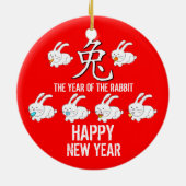 Jaar van het konijnensierrood keramisch ornament (Achterkant)