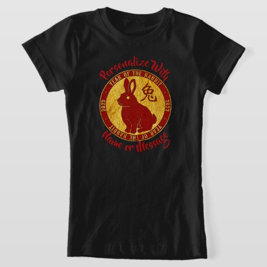 Jaar van het konijnenvlees Faux Gold T-shirt (Laagn)