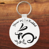 Jaar van het Konijnenwit/Zwart Sleutelhanger (Voorkant)