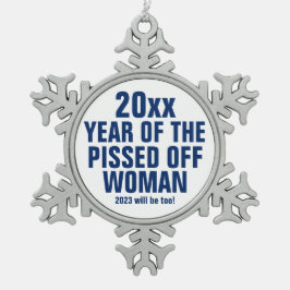 Jaar van het kwaad van de vrouw Snowflake P Tin Sneeuwvlok Ornament