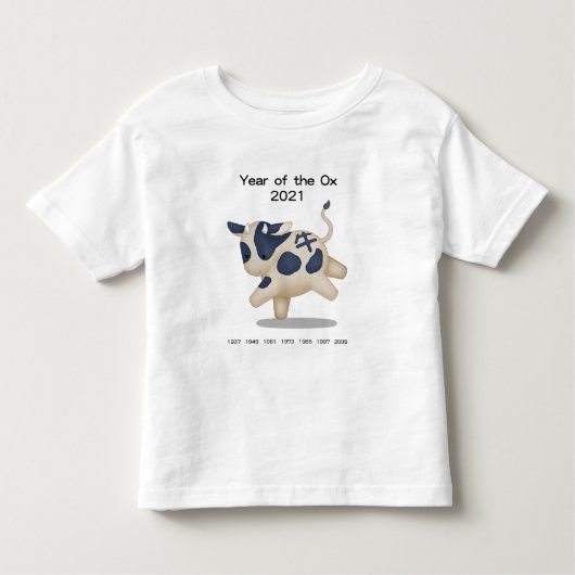 Jaar van het Ox Cute Zodiac Animal 2021 Keepomwill Kinder Shirts (Voorkant)