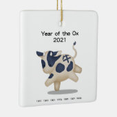 Jaar van het Ox Cute Zodiac Animal 2021 Keramisch Ornament (Rechts)