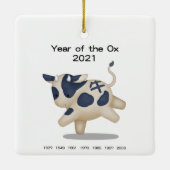 Jaar van het Ox Cute Zodiac Animal 2021 Keramisch Ornament (Achterkant)