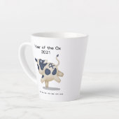 Jaar van het Ox Cute Zodiac Animal 2021 Latte Mok (Linkerhoek)