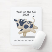 Jaar van het Ox Cute Zodiac Animal 2021 Muismat (Met muis)