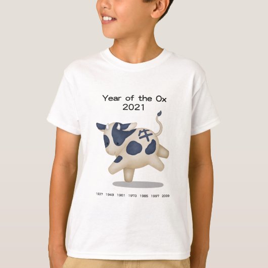 Jaar van het Ox Cute Zodiac Animal 2021 T-shirt (Voorkant)