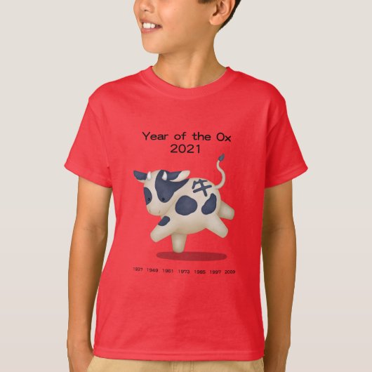 Jaar van het Ox Cute Zodiac Animal 2021 T-shirt (Voorkant)