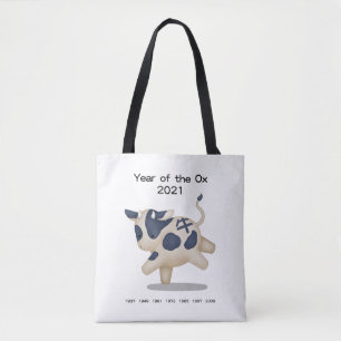 Jaar van het Ox Cute Zodiac Animal 2021 Tote Bag