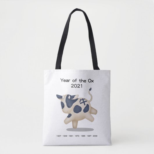 Jaar van het Ox Cute Zodiac Animal 2021 Tote Bag (Voorkant)