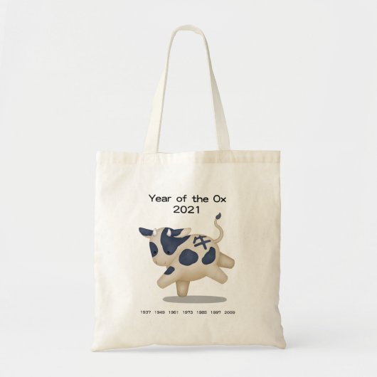 Jaar van het Ox Cute Zodiac Animal 2021 Tote Bag (Voorkant)
