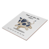 Jaar van het Ox Cute Zodiac Animal Sign 2021 Tegeltje (Zijkant)
