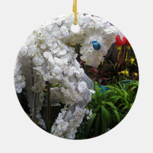 Jaar van het Paard | 春節馬 ... Chinese Bloem Topiair Keramisch Ornament (Achterkant)