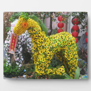 Jaar van het Paard 春節馬 ... Chinese Bloem Topiary Fotoplaat