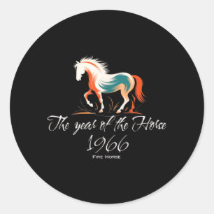 Jaar van het paard 1966 Vuurpaard 1966 Verjaardag Ronde Sticker