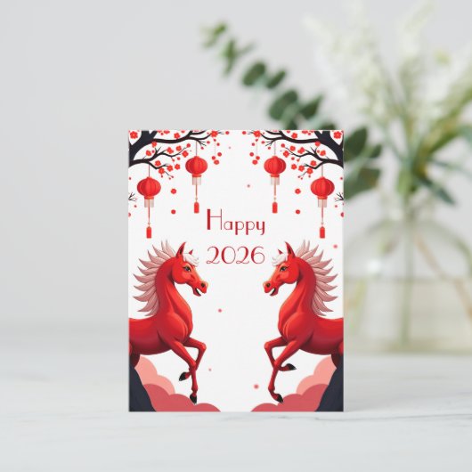 Jaar van het Paard 2026 Briefkaart (Staand voorkant)