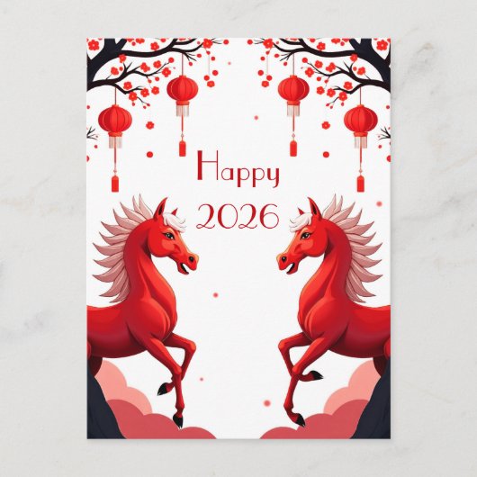 Jaar van het Paard 2026 Briefkaart (Voorkant)