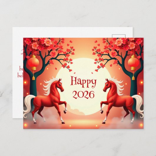 Jaar van het Paard 2026 Briefkaart (Voorkant / Achterkant)