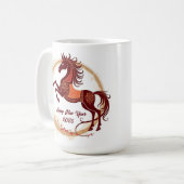 Jaar van het Paard 2026 Bruine kleur Koffiemok (Voorkant links)
