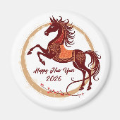 Jaar van het Paard 2026 Bruine kleur Magneet (Voorkant)