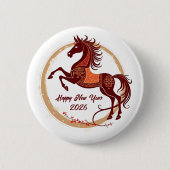 Jaar van het Paard 2026 Bruine kleur Ronde Button 5,7 Cm (Voorkant)
