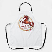 Jaar van het Paard 2026 Bruine kleur Schort (Voorkant)