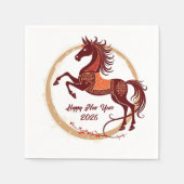 Jaar van het Paard 2026 Bruine kleur Servet (Voorkant)