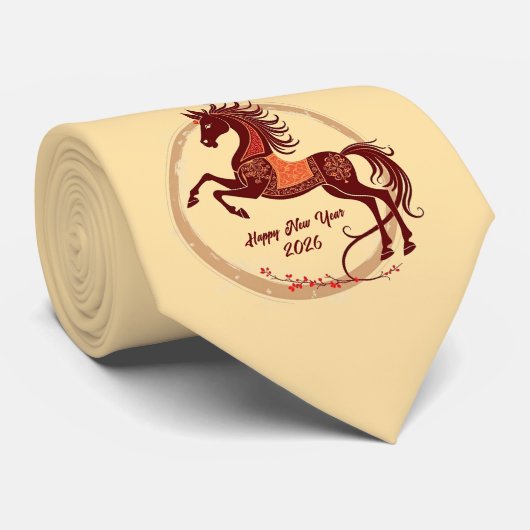 Jaar van het Paard 2026 Bruine kleur Stropdas (Opgerold)