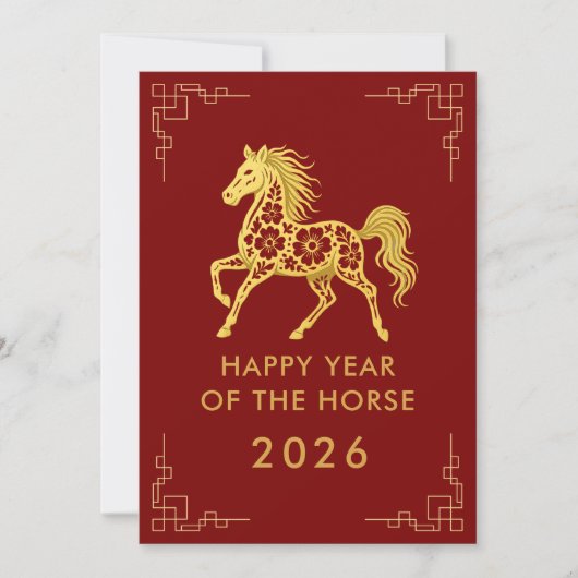 Jaar van het Paard 2026 - Chinees maanjaar Feestdagenkaart (Voorkant)