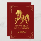 Jaar van het Paard 2026 - Chinees maanjaar Feestdagenkaart (Voorkant / Achterkant)