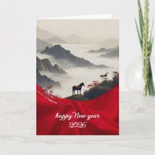 Jaar van het Paard 2026 Chinees Nieuwjaar Berg  Feestdagen Kaart