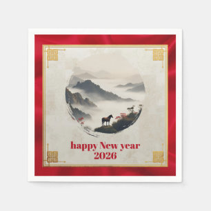 Jaar van het Paard 2026 Chinees Nieuwjaar Berg Servet