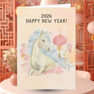 Jaar van het Paard 2026 Chinees Nieuwjaar Kaart