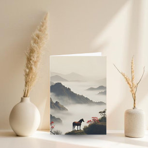 Jaar van het Paard 2026 Chinees Nieuwjaar Landscha Feestdagen Kaart