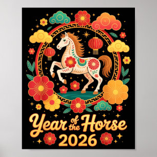 Jaar Van Het Paard 2026 Chinees Nieuwjaar Mannen V Poster