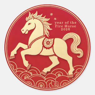 Jaar van het Paard 2026 Chinees Nieuwjaar Ronde Sticker