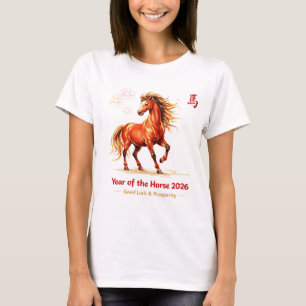 Jaar van het Paard 2026 Chinees Nieuwjaar Zodiac T-shirt