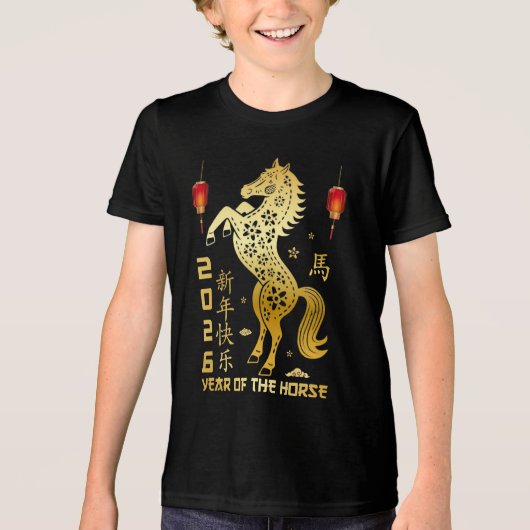 Jaar van het Paard 2026 - Chinese Zodiac 2026 Tri-Blend Shirt (Voorkant)