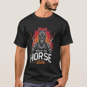 Jaar van het Paard 2026 Chinese Zodiak Krijger Paa T-shirt