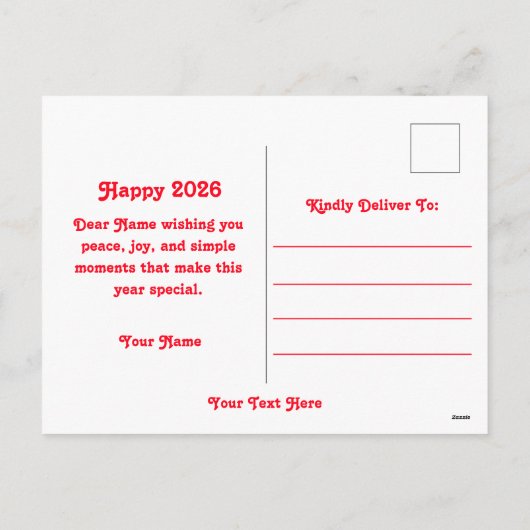 Jaar van het Paard 2026 Feestdagenkaart (Achterkant)