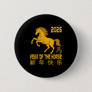 Jaar Van Het Paard 2026 Gelukkig Chinees Nieuw Ronde Button 5,7 Cm