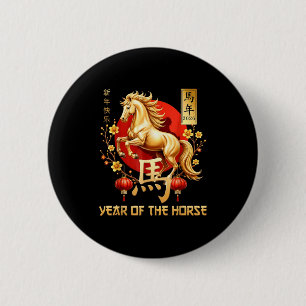 Jaar van het paard 2026 gelukkig Chinees nieuwjaar Ronde Button 5,7 Cm