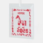 Jaar van het Paard 2026 Glas Ornament (Voorkant links)