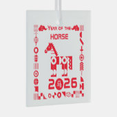 Jaar van het Paard 2026 Glas Ornament (Voorkant Rechts)