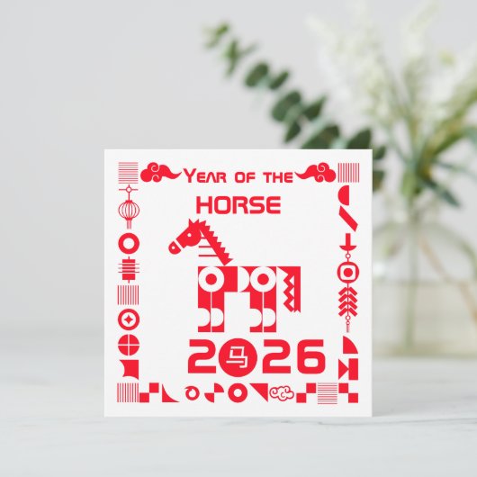 Jaar van het Paard 2026 Kaart (Staand voorkant)