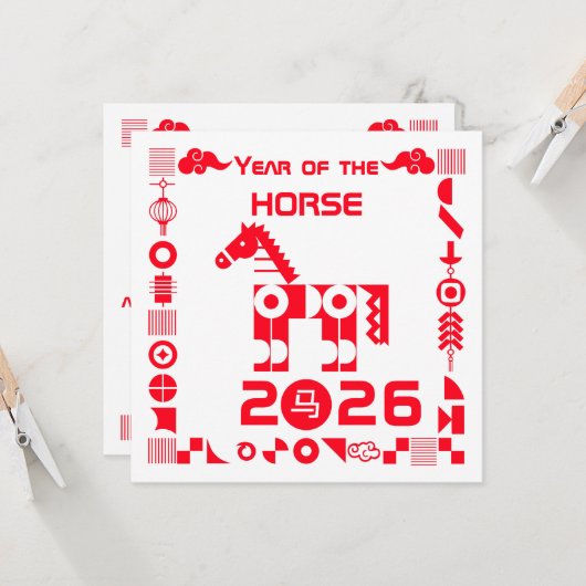 Jaar van het Paard 2026 Kaart (Voorkant / Achterkant in situ)